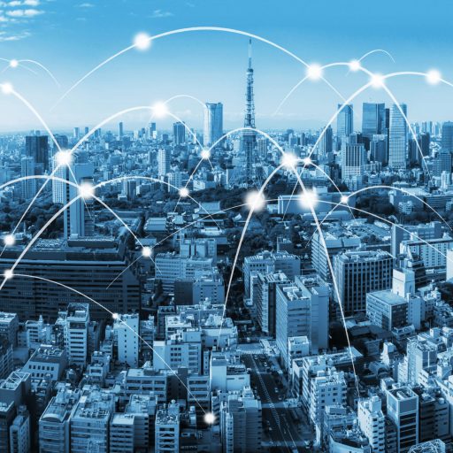 Nodes in a city's network.