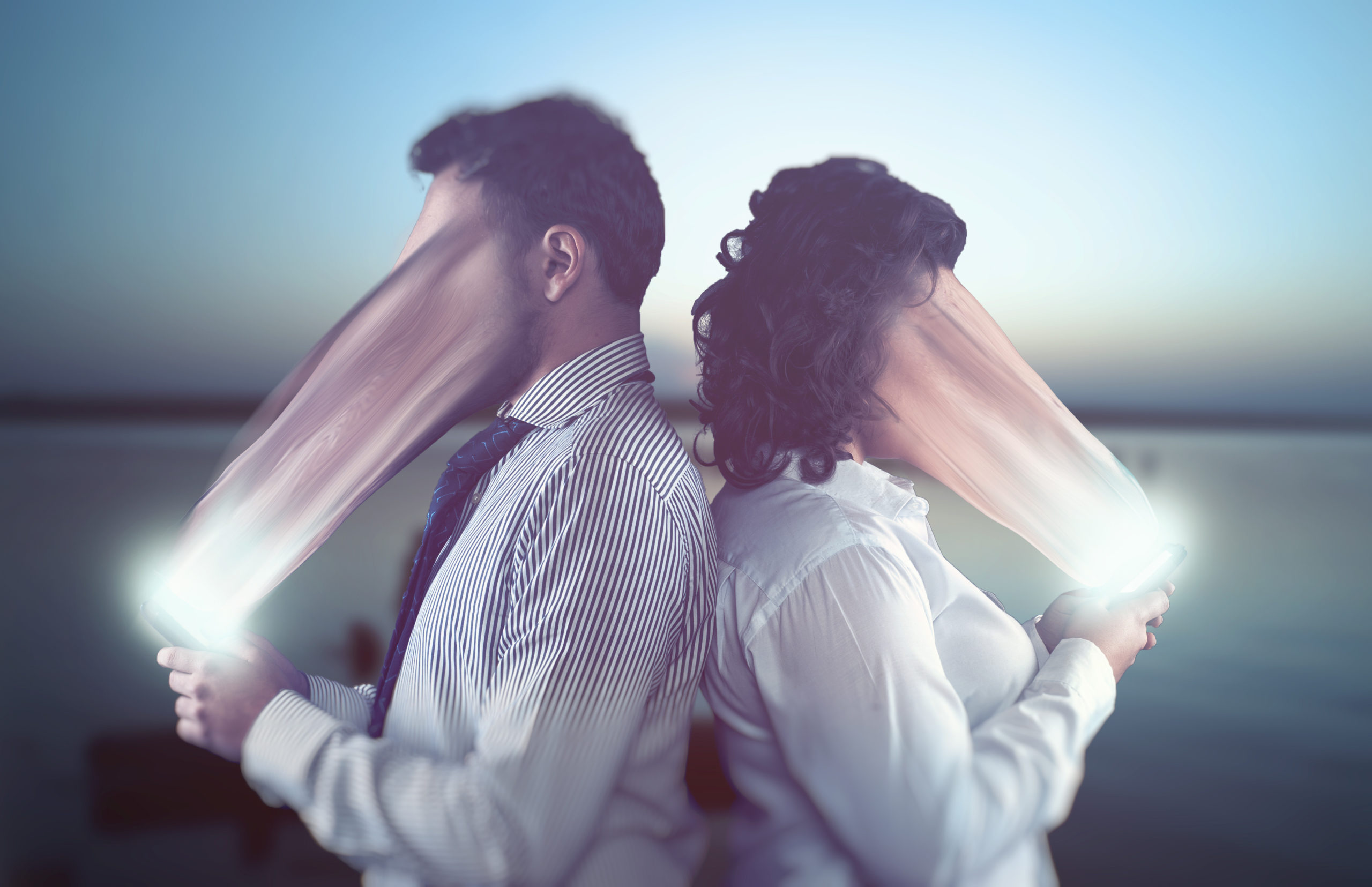 Faces absorbed by the users' smartphonee