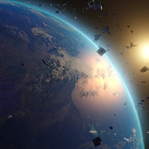 Earth sun space debris