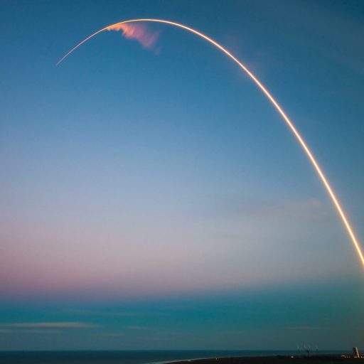 A missile being launched into space