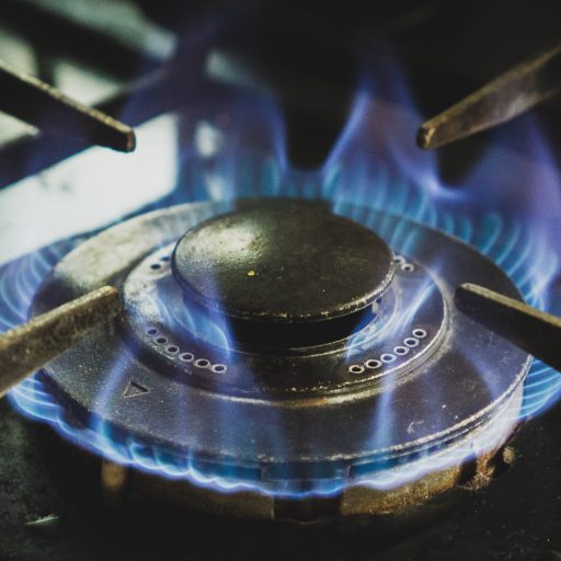 Blue flames of a gas stove illustrating the gas crisis