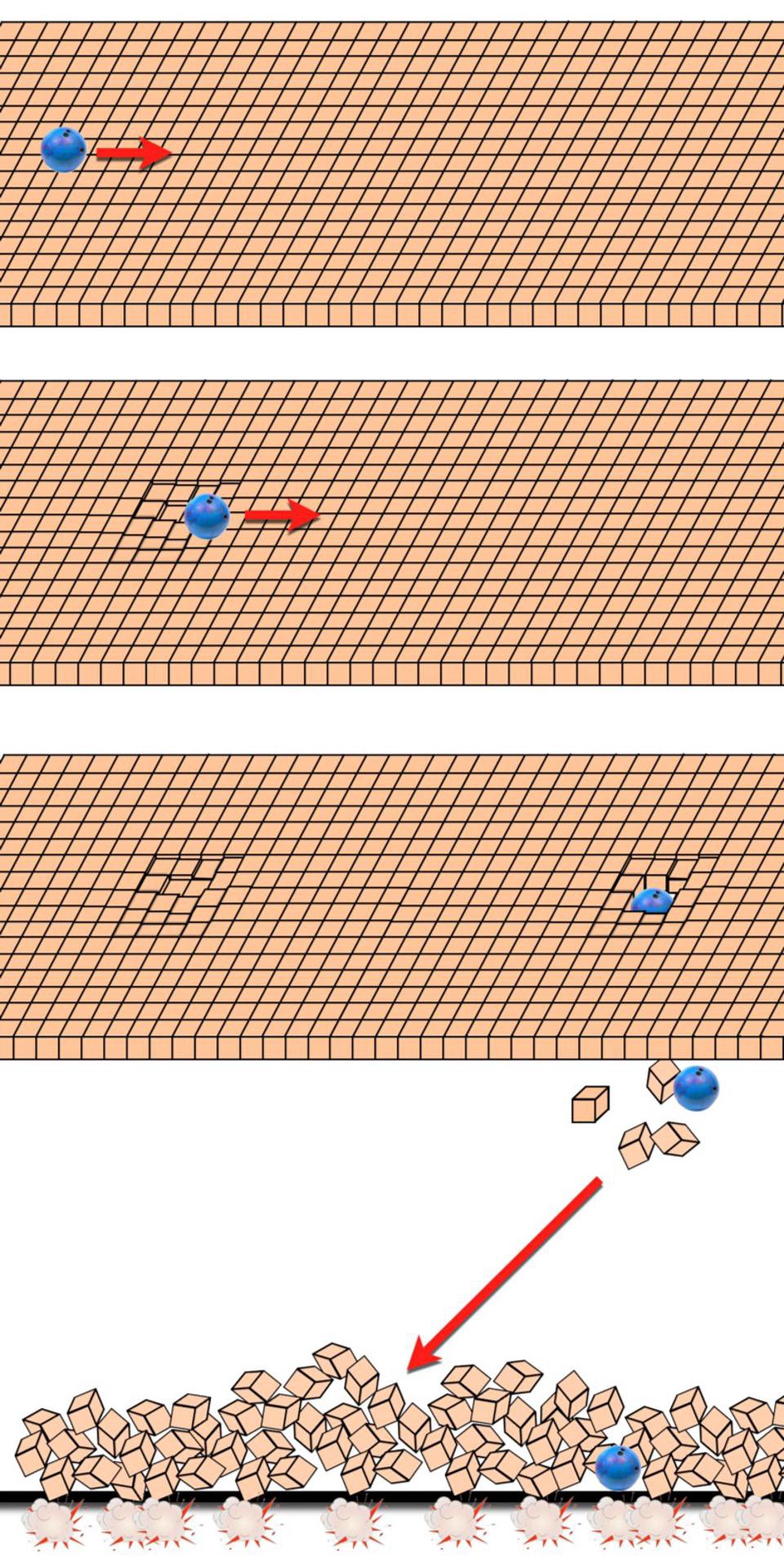 ball rolling over a tiled surface representing inflation