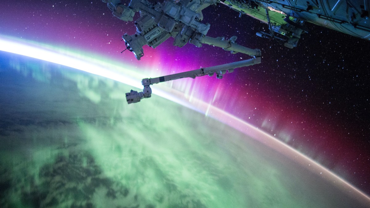 The Canada Arm in space.