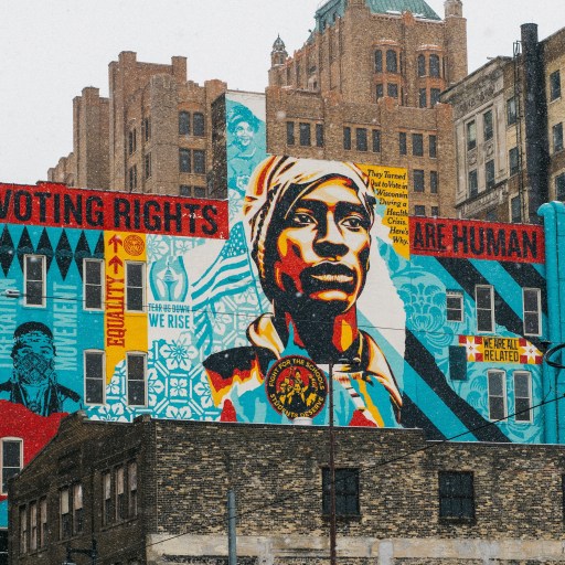 Voting rights are human rights wall mural