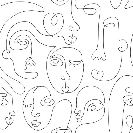 One-line drawings of people's faces