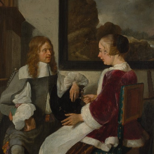 Sentimental Conversation – painting by Quirijn van Brekelenkam