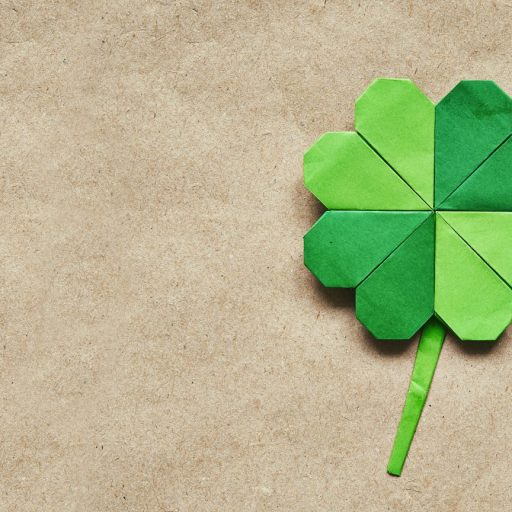 Green origami paper shamrock clover