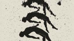 Three shadow-like human figures appear in sequence on a textured, speckled background, with each figure becoming more distorted towards the top.