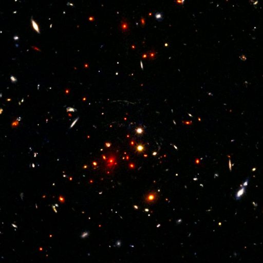 An image of a cluster of galaxies, meaning science.