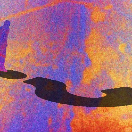 A person stands on an abstract surface, casting a large question mark-shaped shadow surrounded by vibrant orange, blue, and purple hues.