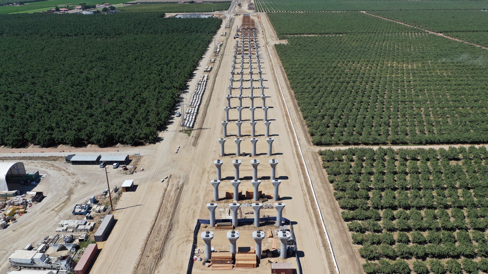 The Hanford Viaduct construction site of the California High Speed Railway in 2022.