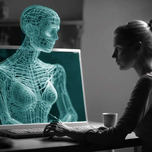 a human talking to a digital avatar