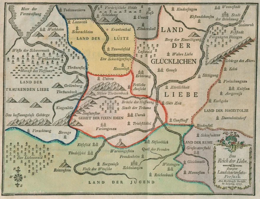Johann Breitkopf&rsquo;s 18th-century map of the "Empire of Love"
