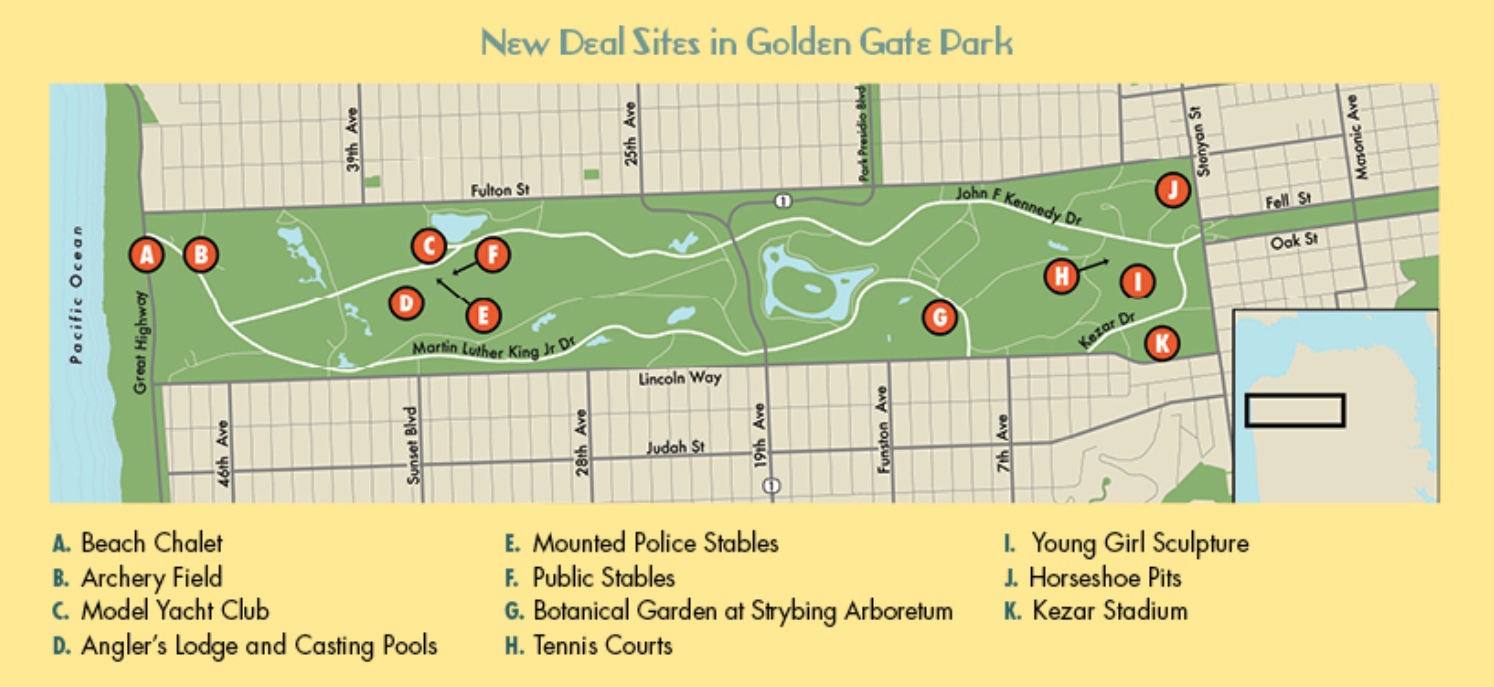 A map of New Deal sites in San Francisco