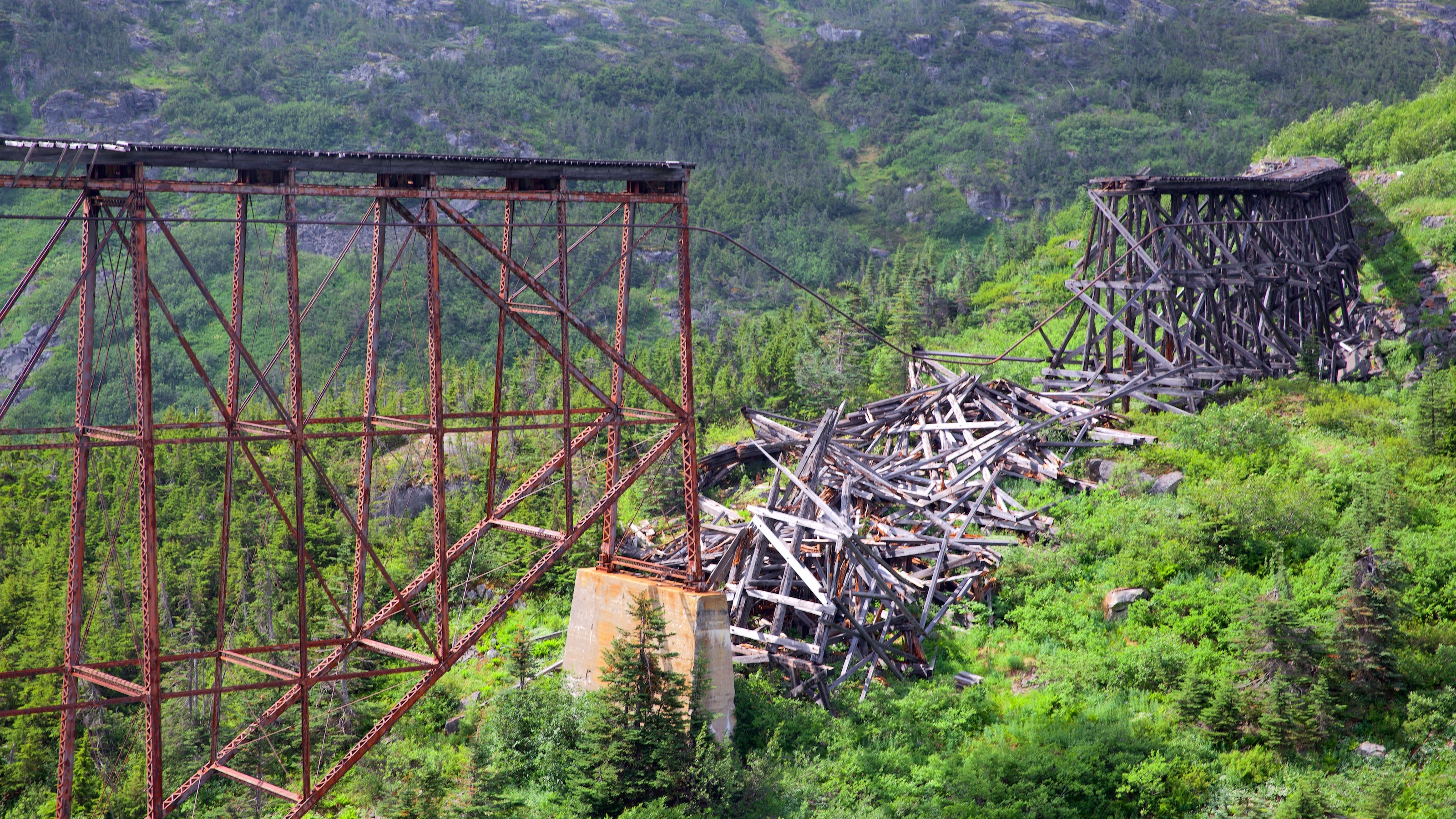 A railroad bridge collapse