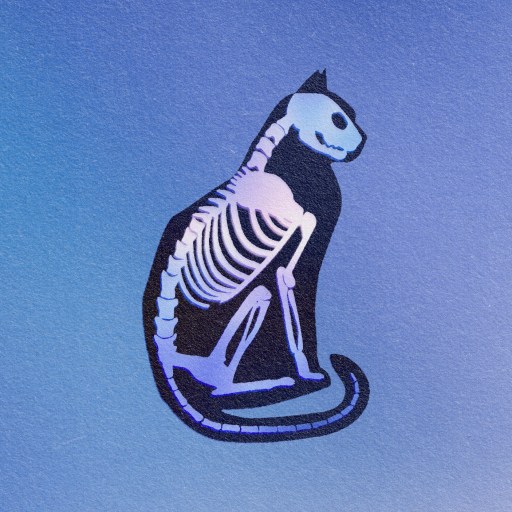 a quantum cat on a blue background.