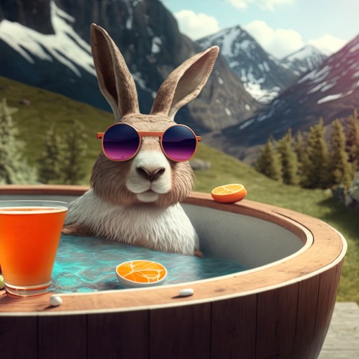 Bunny in a hot tub