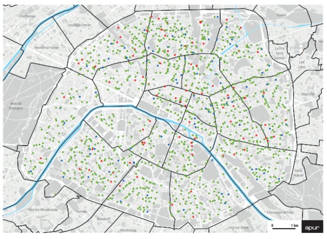 A map of Parisian bakeries and cake shops