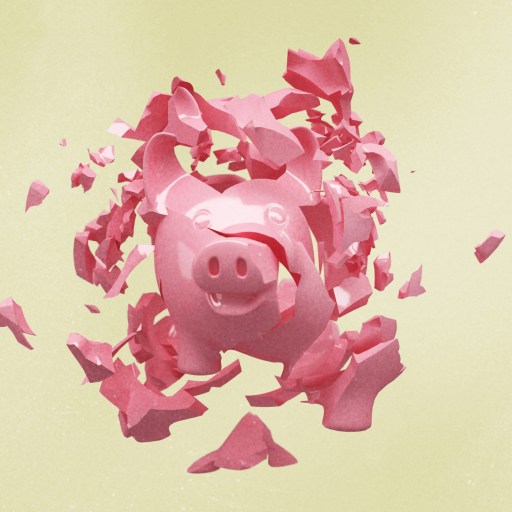 a pig that is flying through the air.