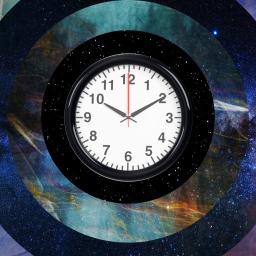 a clock that is in the middle of a picture.