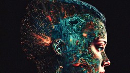 a woman's head with a circuit board on it.