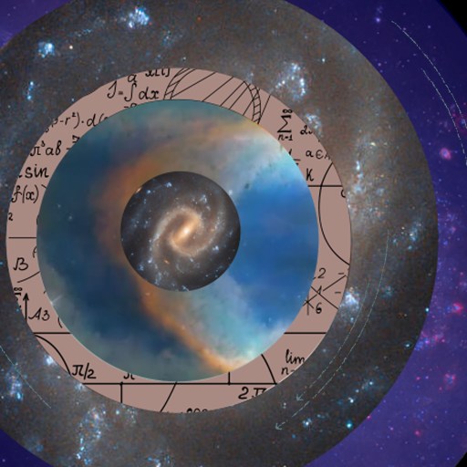 An image of a galaxy with a centrally-located star, illustrating the standard model of cosmology.