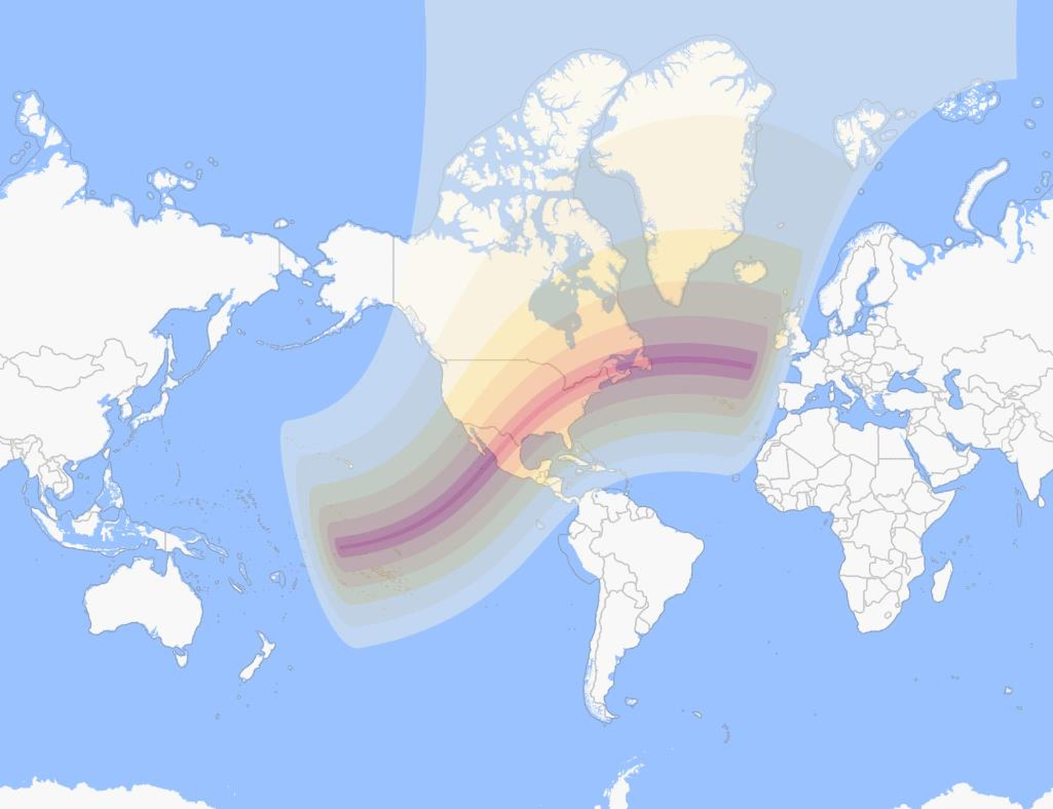 map of earth eclipse path April 8 2024