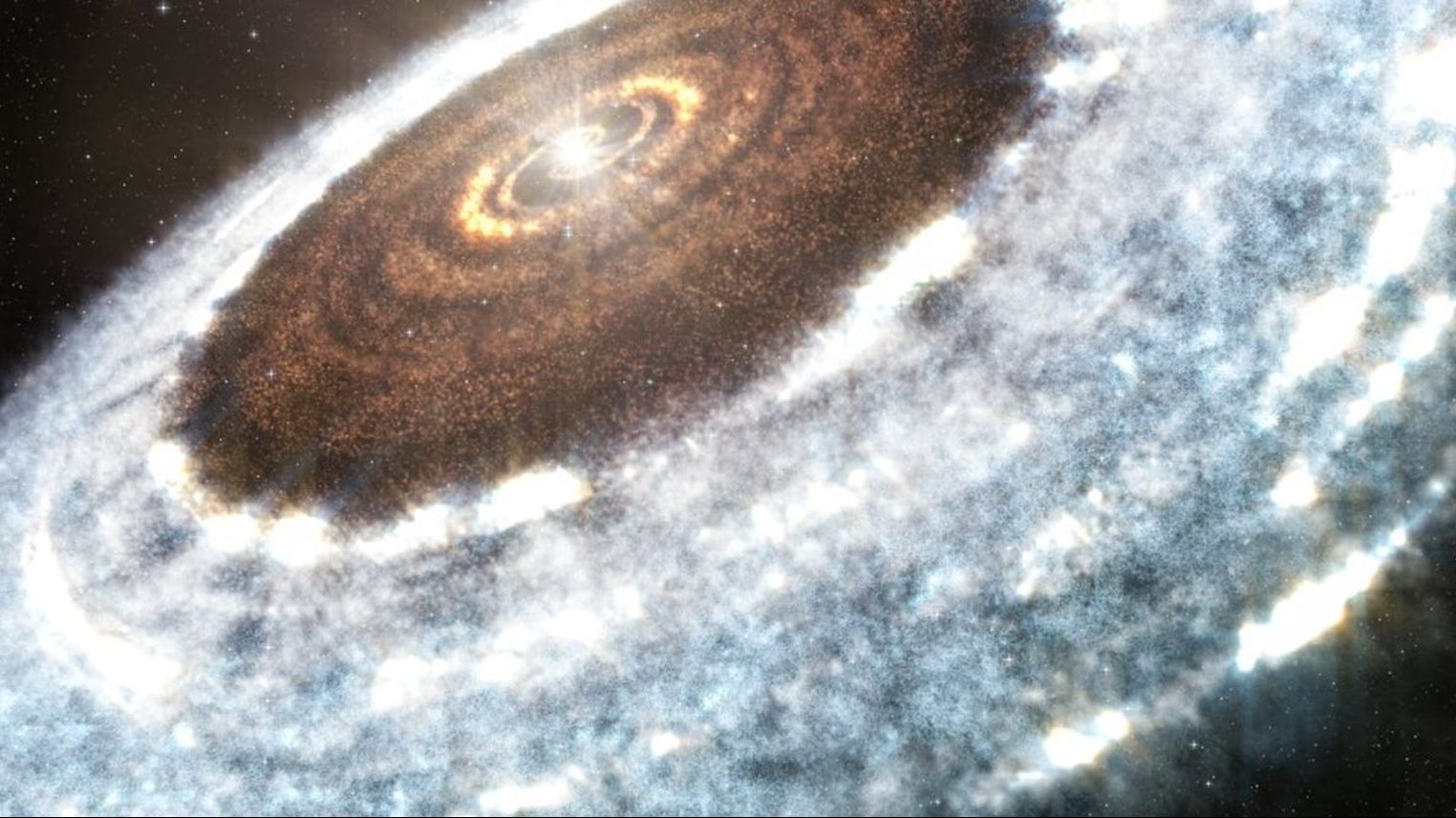 a very large spiral shaped object in the sky.