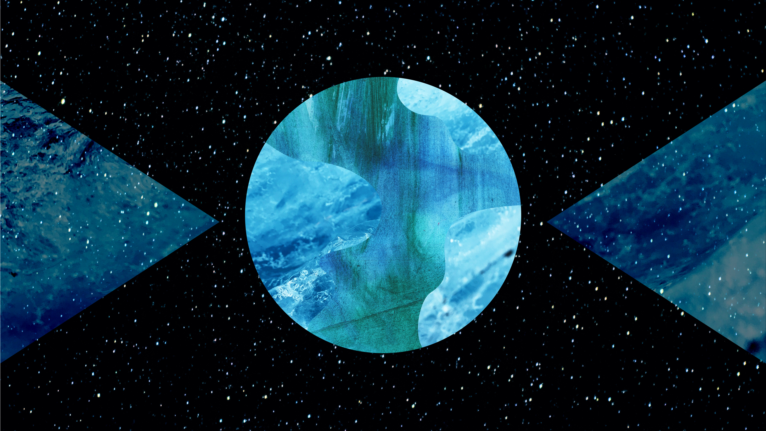 a picture of a blue planet with a black background.