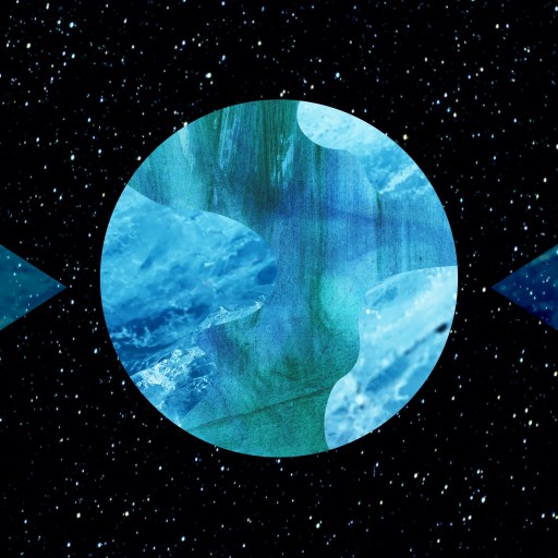 a picture of a blue planet with a black background.