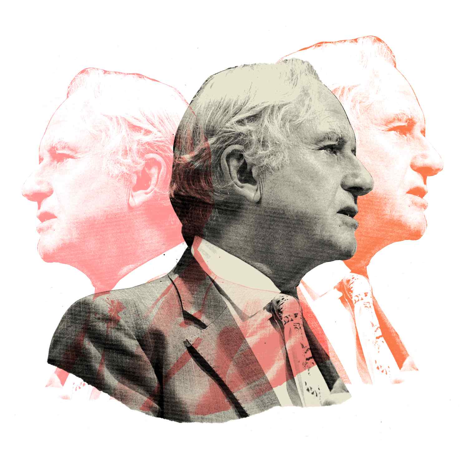 a collage of a man in a suit and tie.