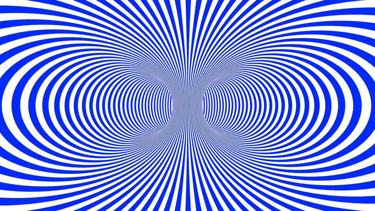 an abstract blue and white background with a spiral design.