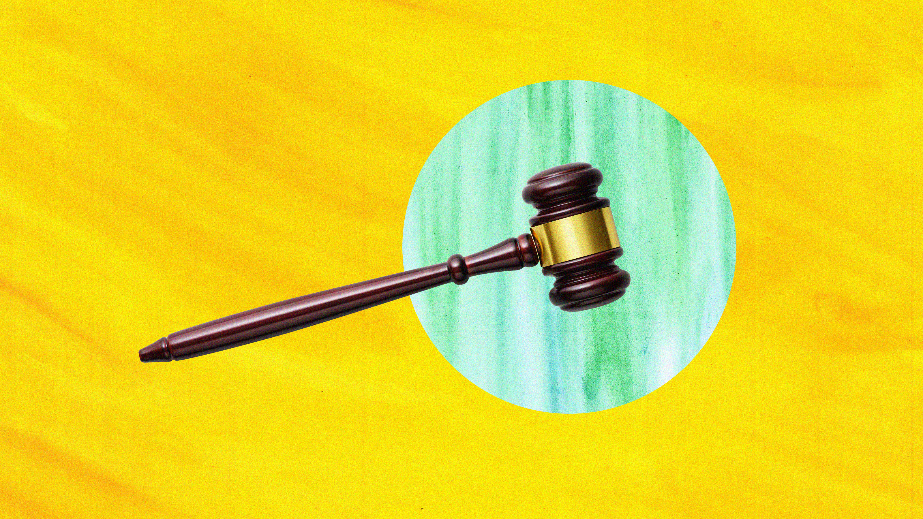 a painting of a wooden judge's hammer.