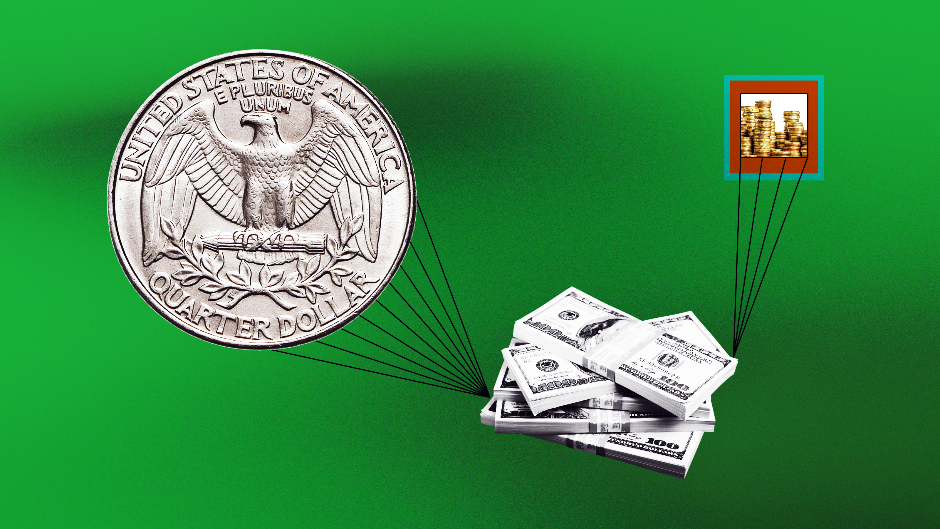 a pile of money sitting on top of a pile of money.