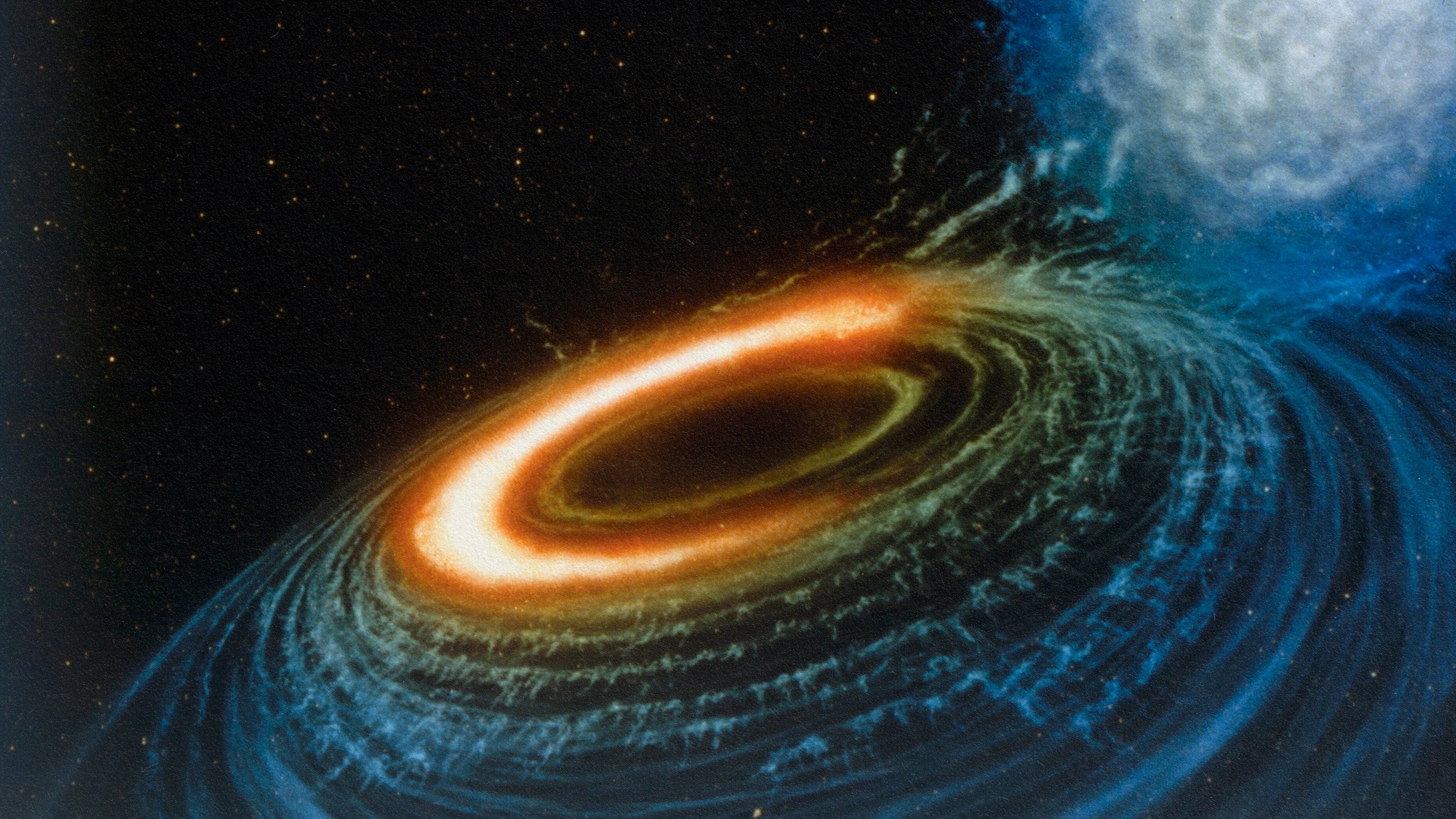 an image of a black hole in the sky.