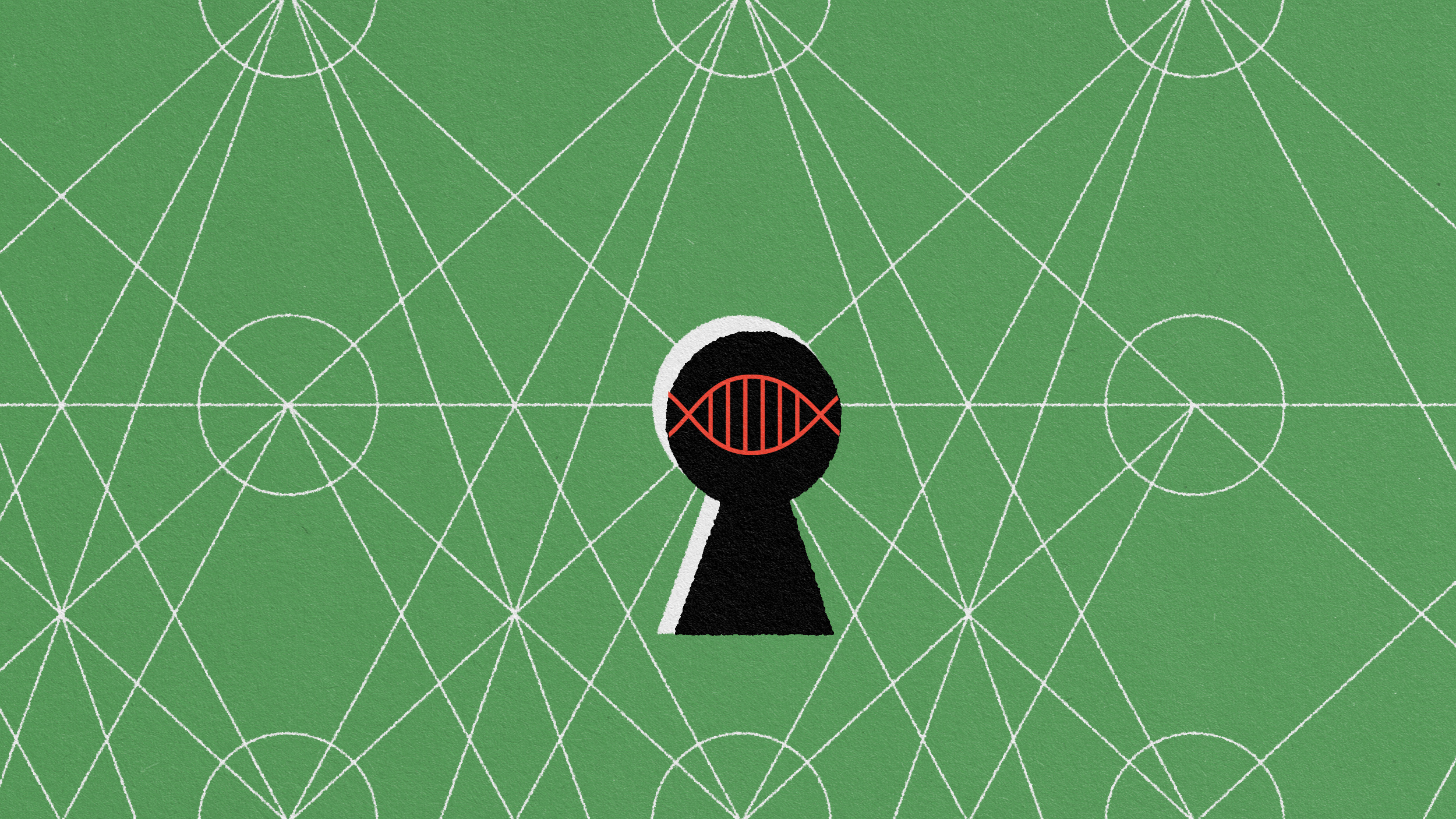 a keyhole in the middle of a green field.