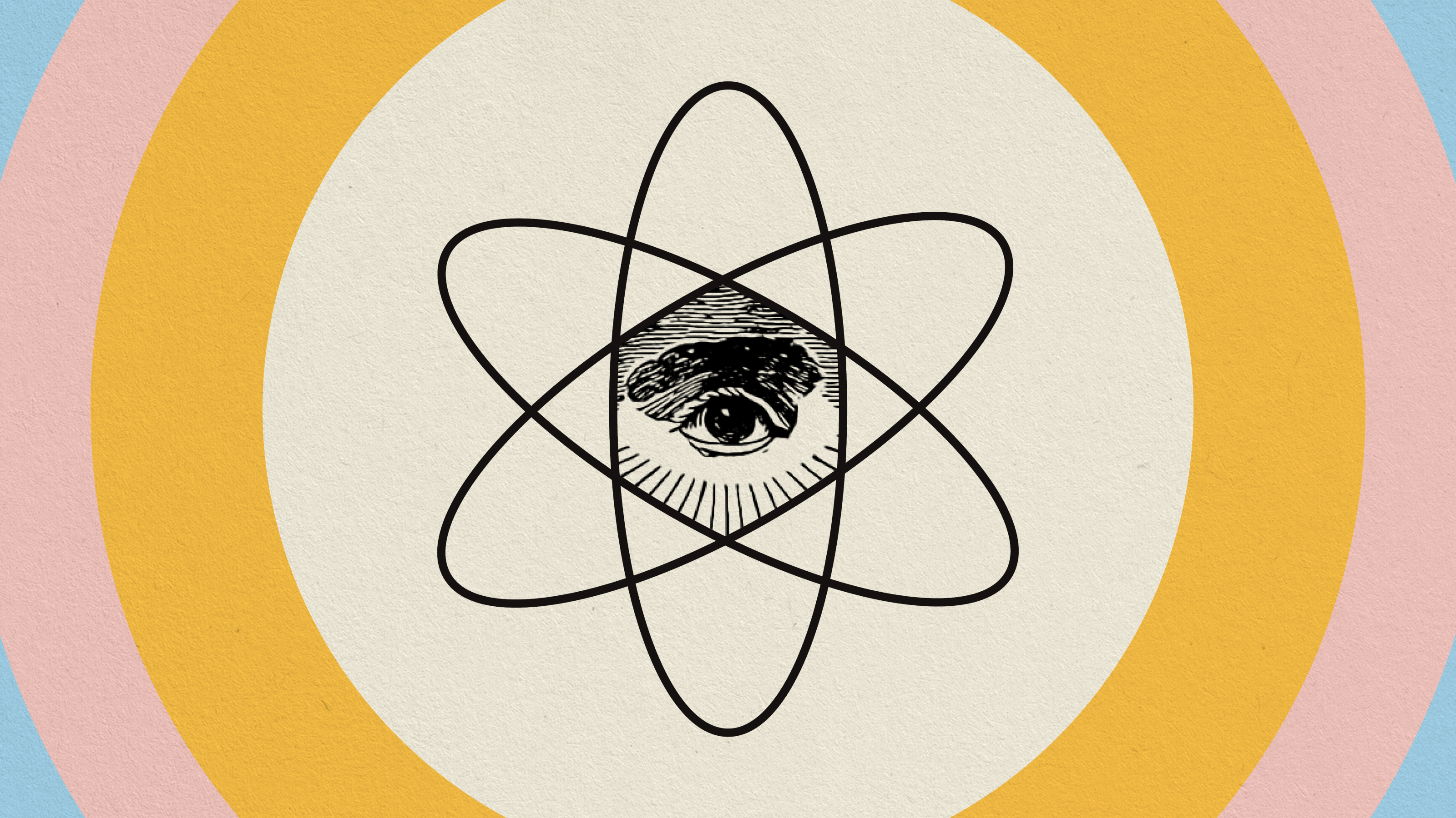 a drawing of an eye in a circle.