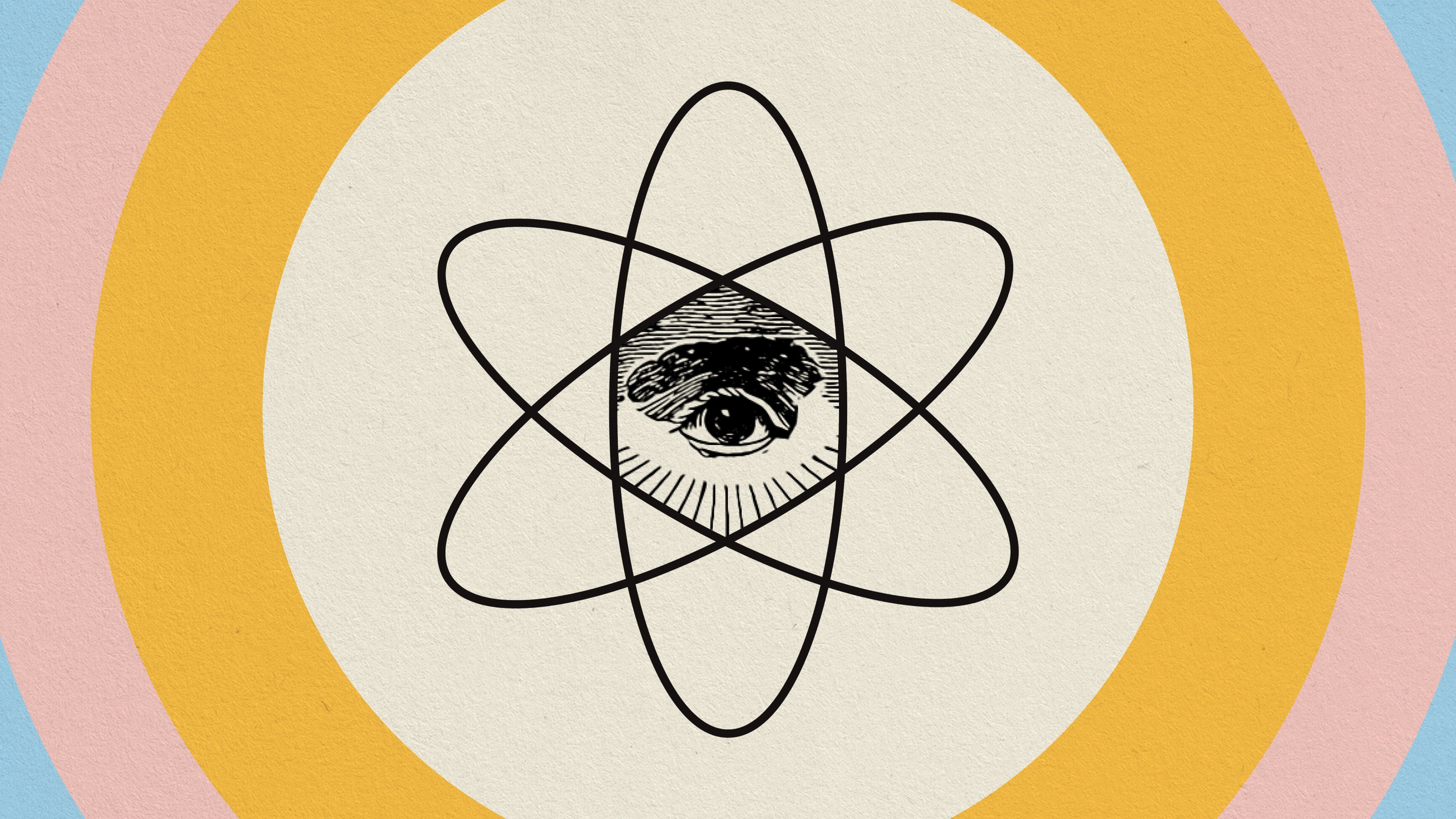 a drawing of an eye in a circle.