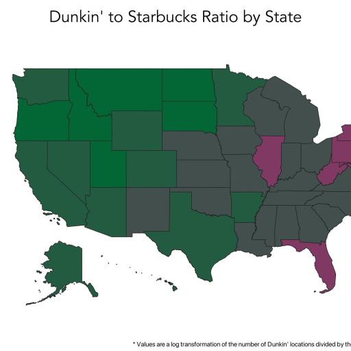 dunkin's starbucks rate by state.