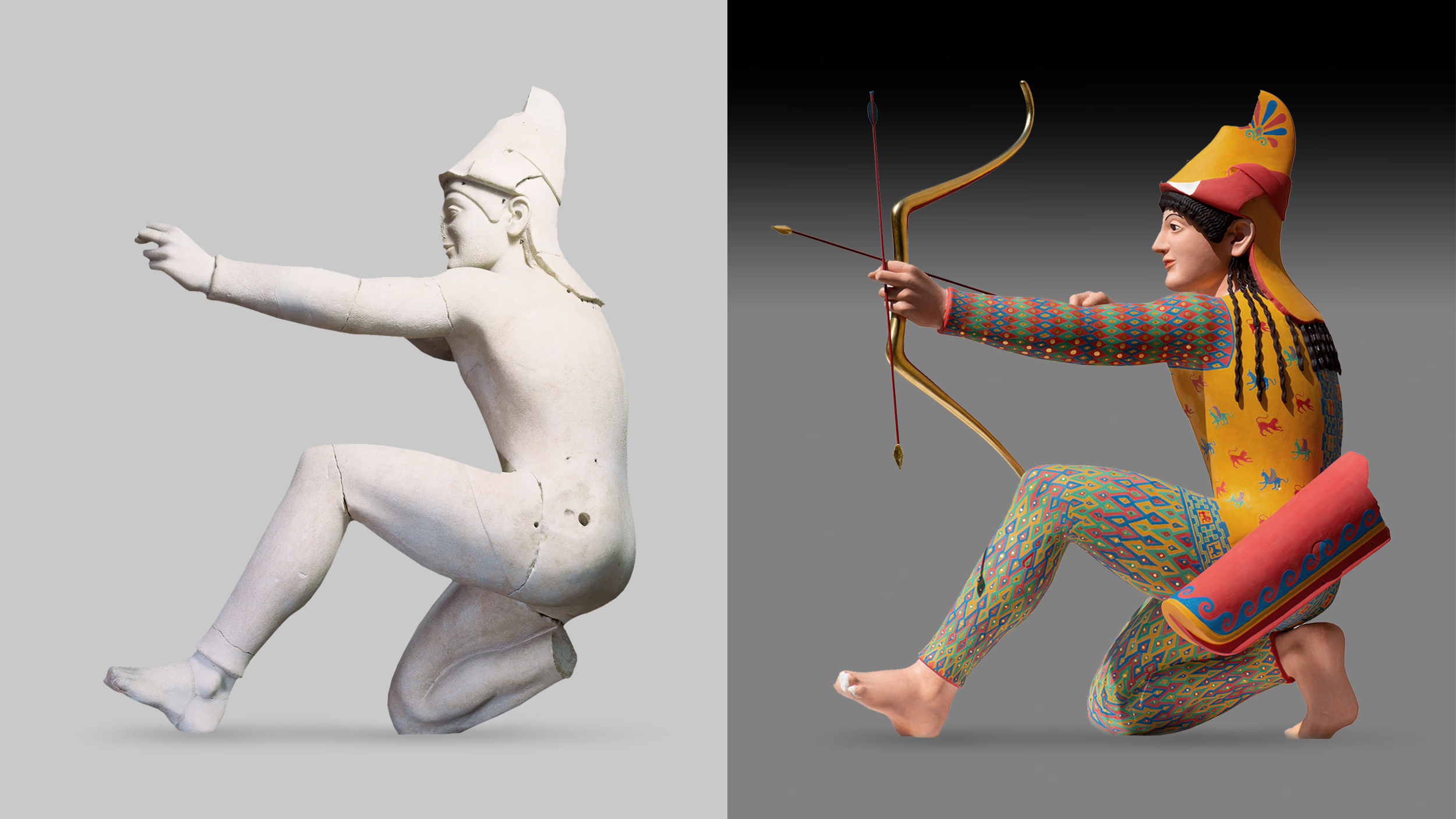 A Greek statue of a man with a bow and arrow.