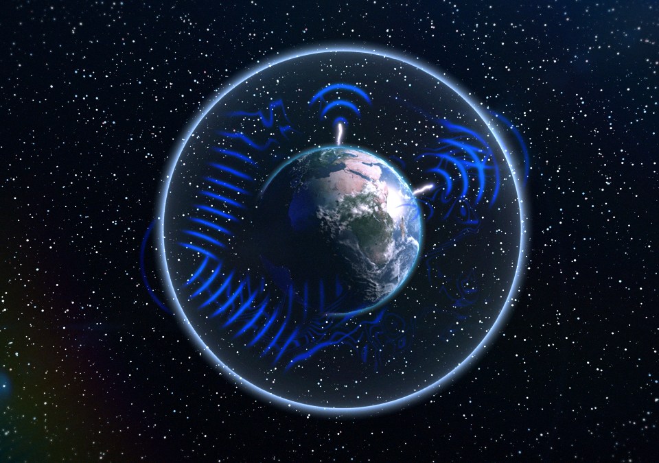 An image of the earth resonating in space.
