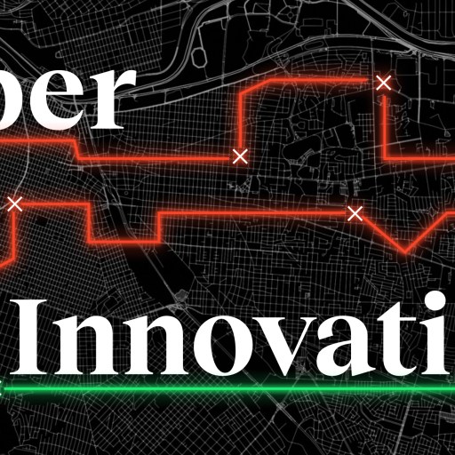 The words uber innovation on a black background.