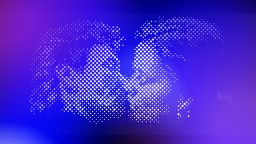 An image of two people kissing on a blue background.