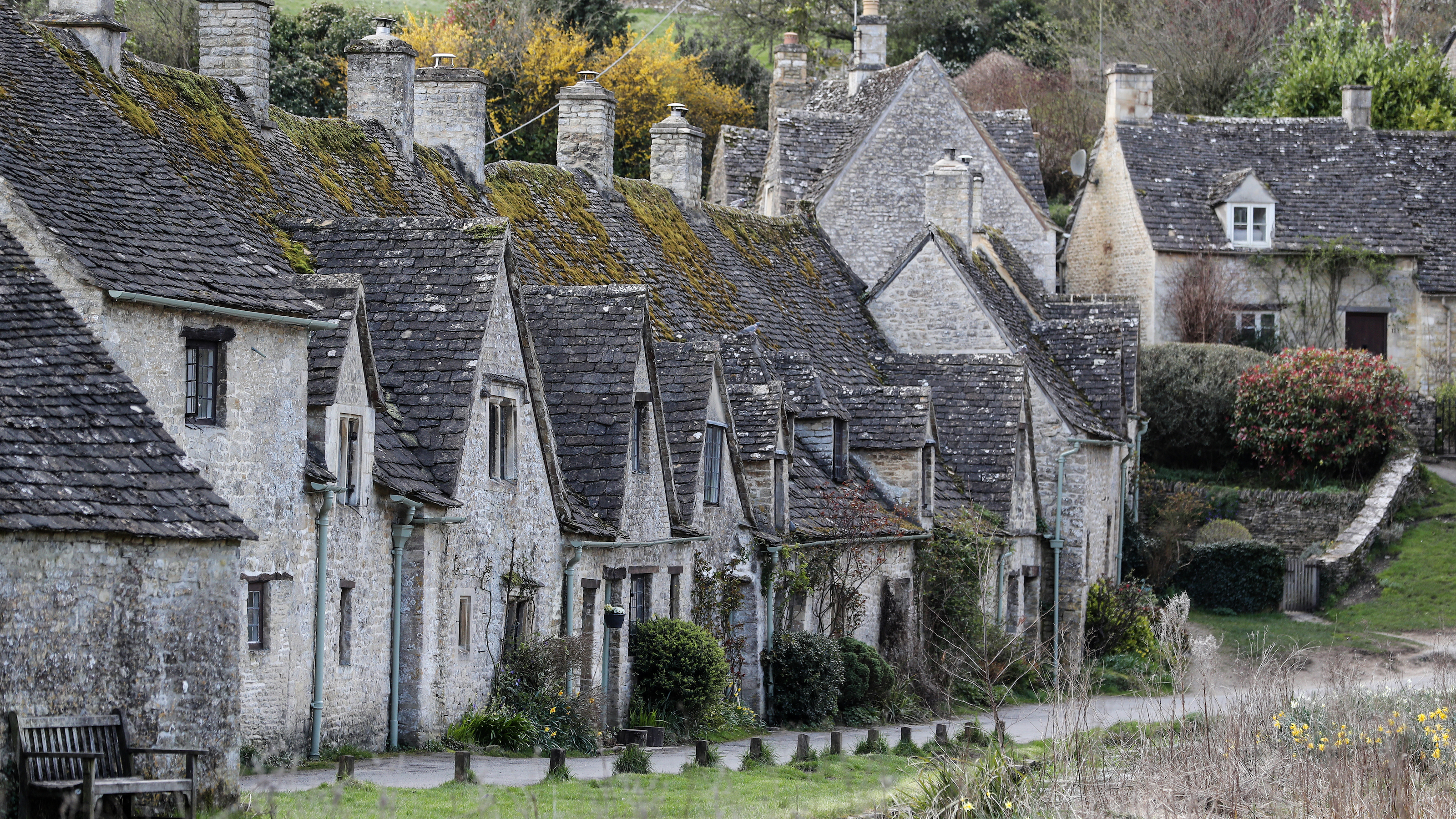 A row of houses in a village