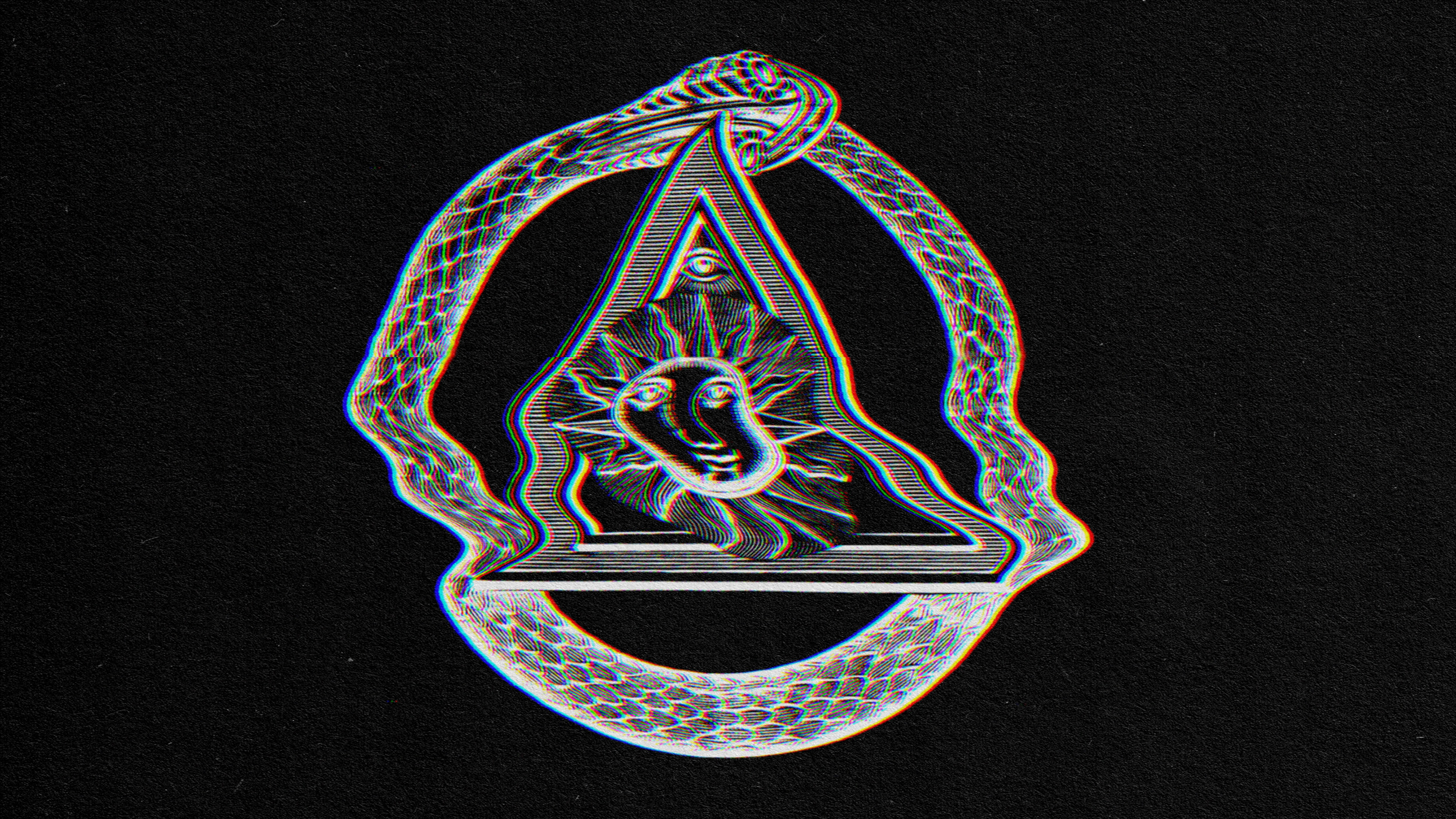 A monochromatic image of a serpent on a dark backdrop.