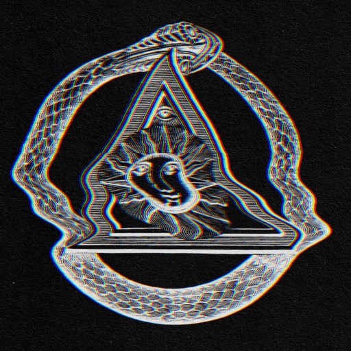 A monochromatic image of a serpent on a dark backdrop.