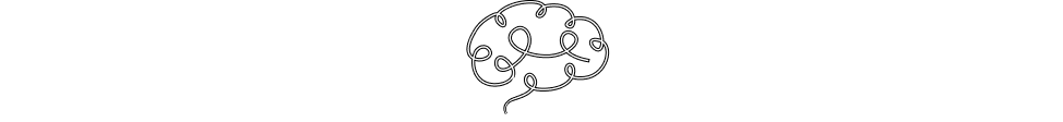 Simple black line drawing of a brain with swirling patterns, resembling a single continuous line, centered on a white background.