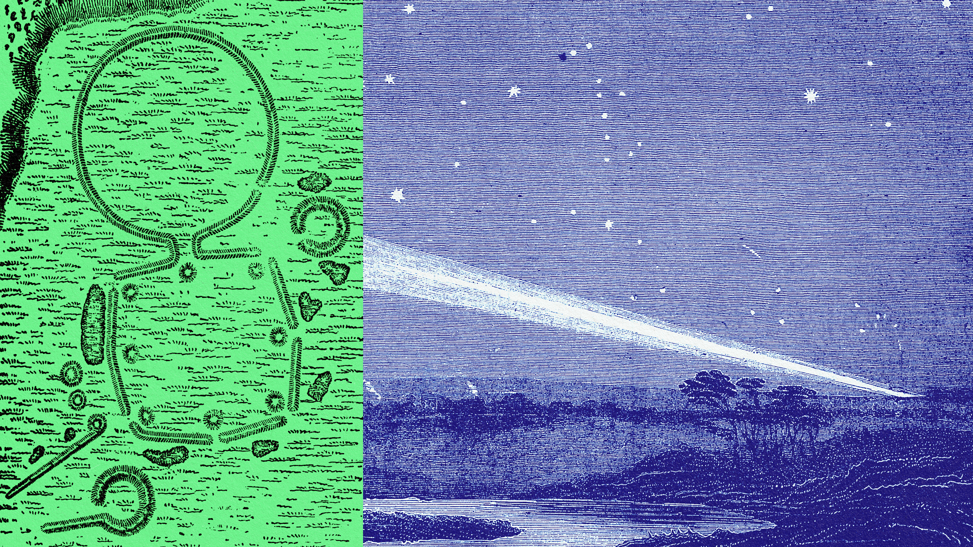 An artistic depiction showcasing a comet alongside the moon.