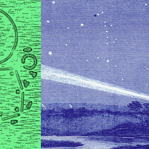 An artistic depiction showcasing a comet alongside the moon.