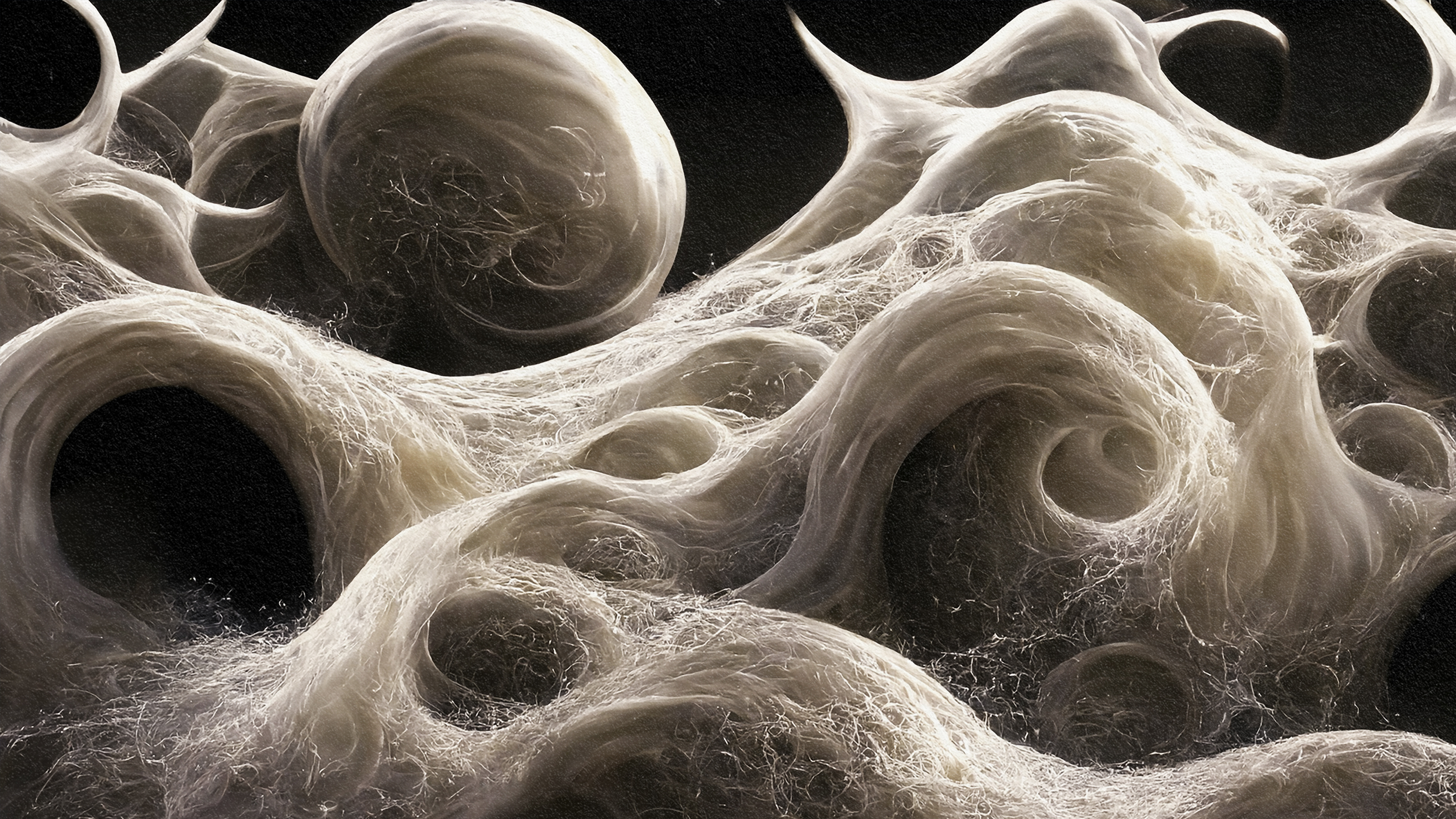 A swirling wave captured in black and white.